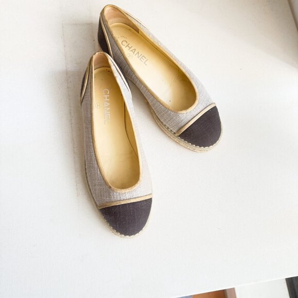 Chanel Two Tone Color block Canvas Classic Espadrilles 38 - Picture 3 of 13